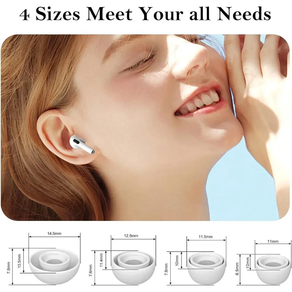 4 Pairs Replacement Ear Tips for AirPods Pro and AirPods Pro 2 with Noise Reduct